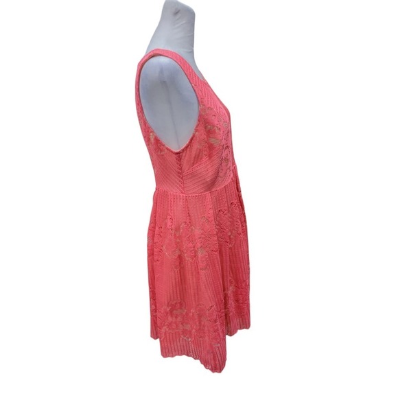 Free People Womens Rocco Lace‎ Open Back Mini Dress Size 10 Pink - Picture 15 of 16